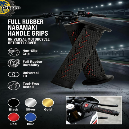 Universal motorcycle handle grip, full rubber nagamaki, new upgraded, retrofit handlebar cover, motorcycle modification parts