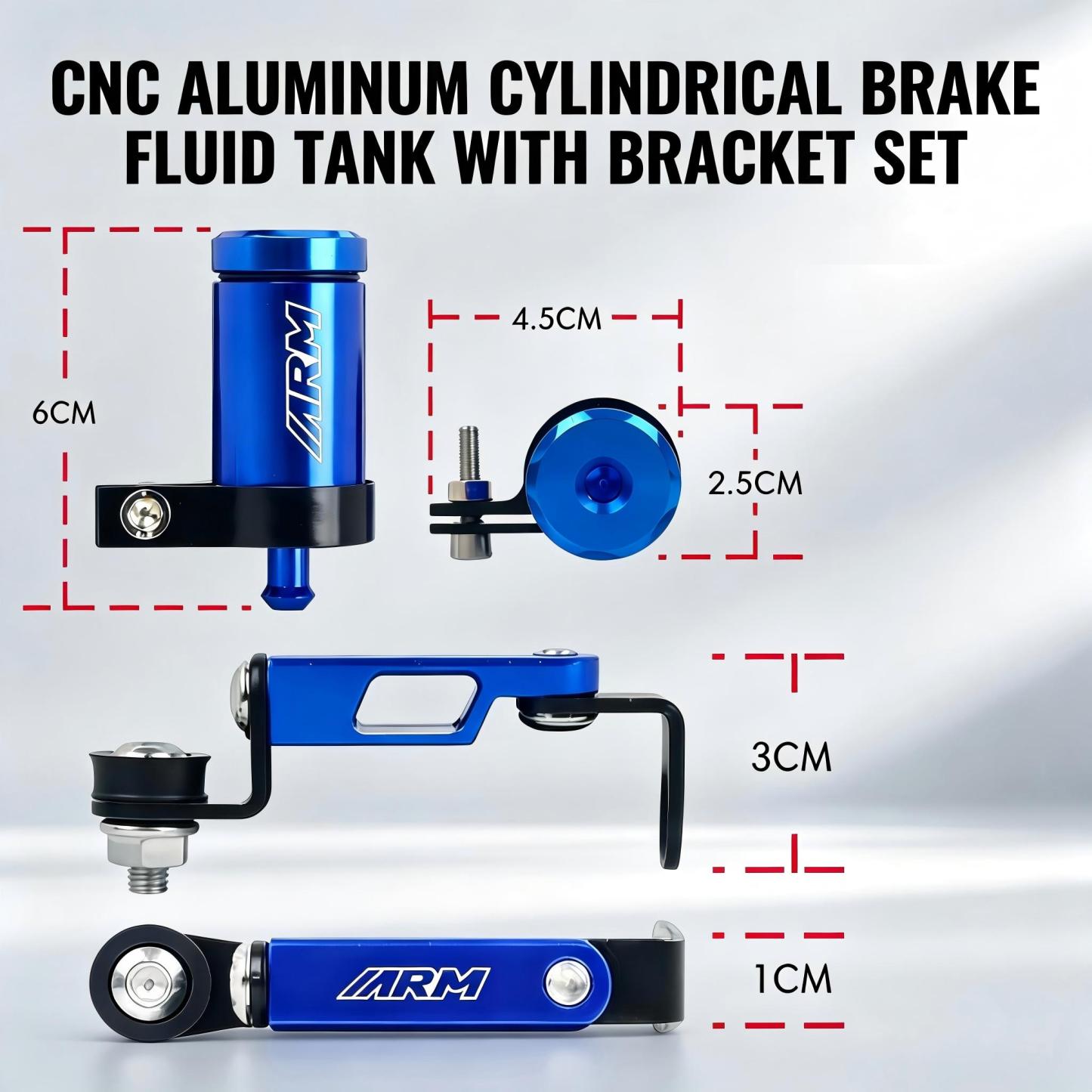 CNC Aluminum Cylindrical Brake Fluid Tank With Bracket Set CNC Universal From Indonesia (Includes a 10 cm hose)