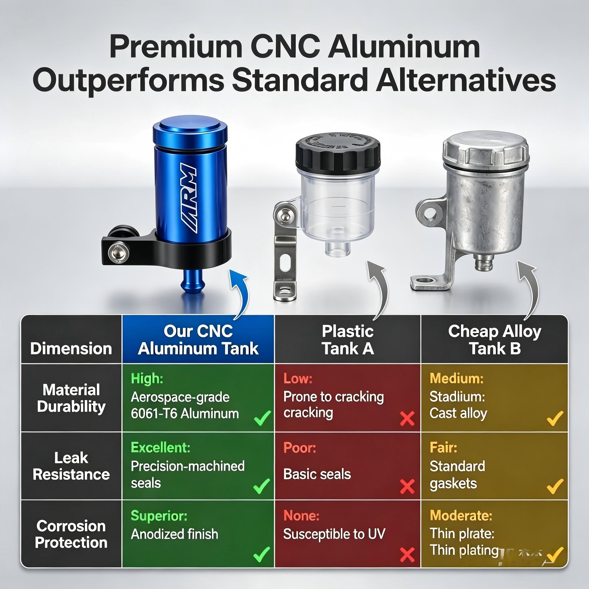 CNC Aluminum Cylindrical Brake Fluid Tank With Bracket Set CNC Universal From Indonesia (Includes a 10 cm hose)