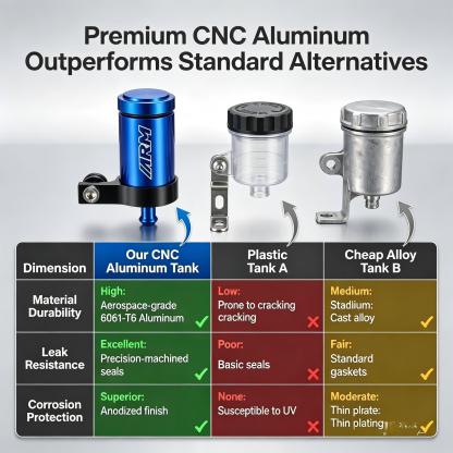 CNC Aluminum Cylindrical Brake Fluid Tank With Bracket Set CNC Universal From Indonesia (Includes a 10 cm hose)