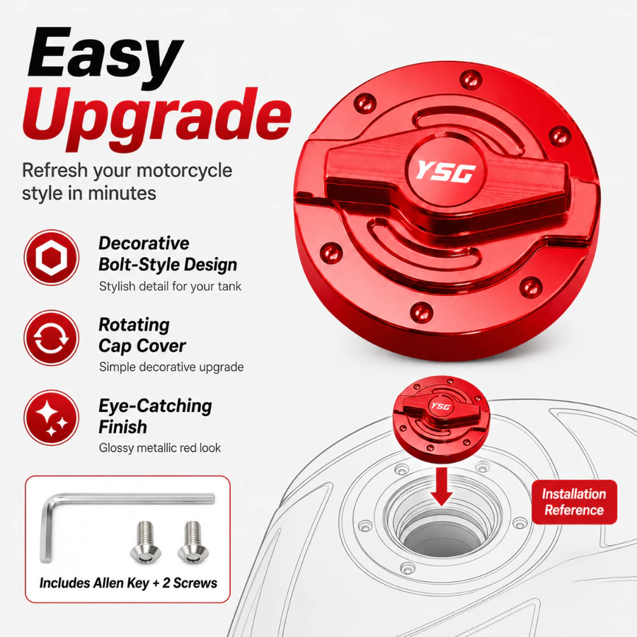 Universal Motorcycle Fuel Tank Gas Cap CNC Aluminum Alloy Motor Gas Cap for Honda Yamaha Suzuki Kawasaki Rusi Motorstar – Durable Easy to Install Decorative Replacement Motor Accessories Modification Para sa Motor Riders PH