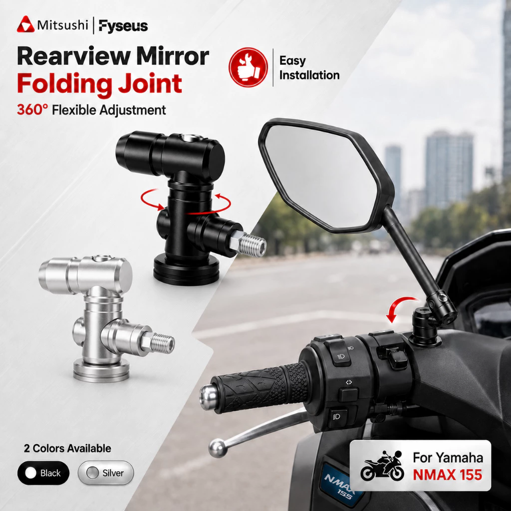 360° Rotatable Turn Joint for Motorcycle Rearview Mirror Easy Install Side Mirror