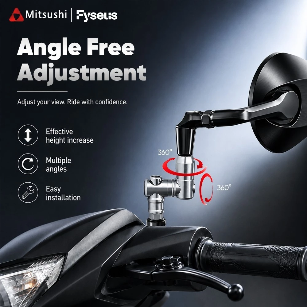 360° Rotatable Turn Joint for Motorcycle Rearview Mirror Easy Install Side Mirror
