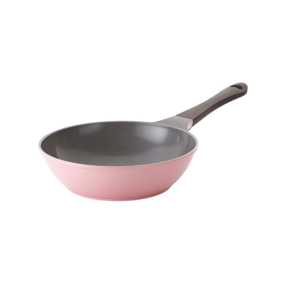 Pink ceramic non-stick frying pan