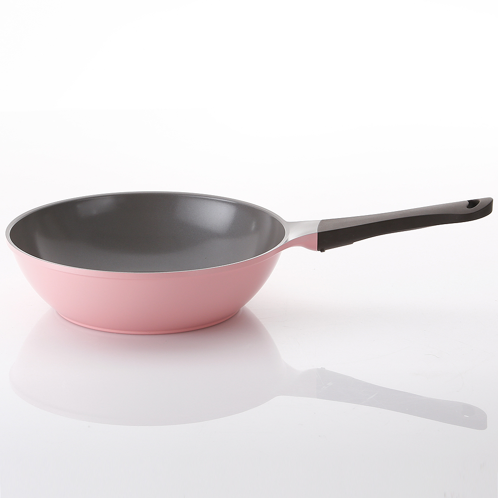 Pink ceramic non-stick frying pan