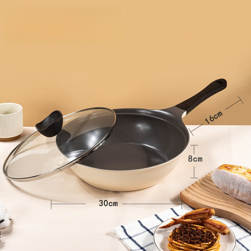 Pink ceramic non-stick frying pan