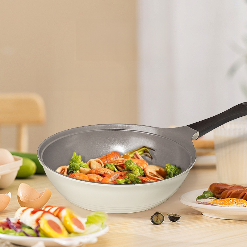 Pink ceramic non-stick frying pan