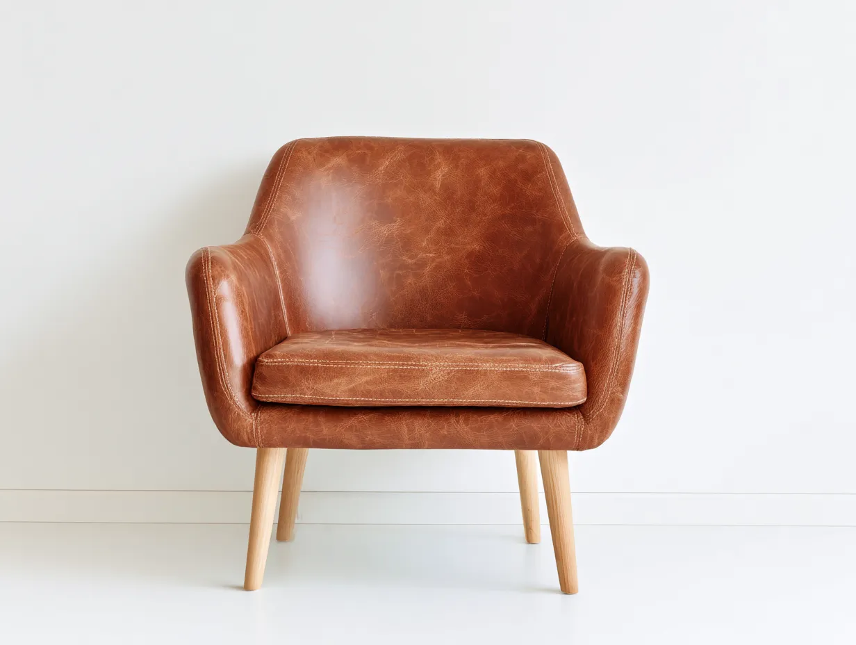 Dining Chair-Leather-Wood-62x59x83 cm-Brown-Modern Vintage Style-Pineuplab