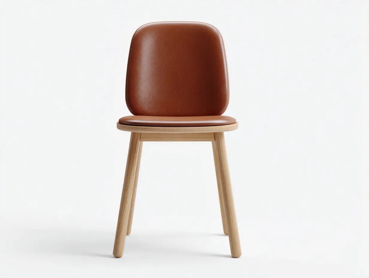 Dining Chair-Leather-Wood-48x50x82 cm-Brown-Minimalist Style-Pineuplab