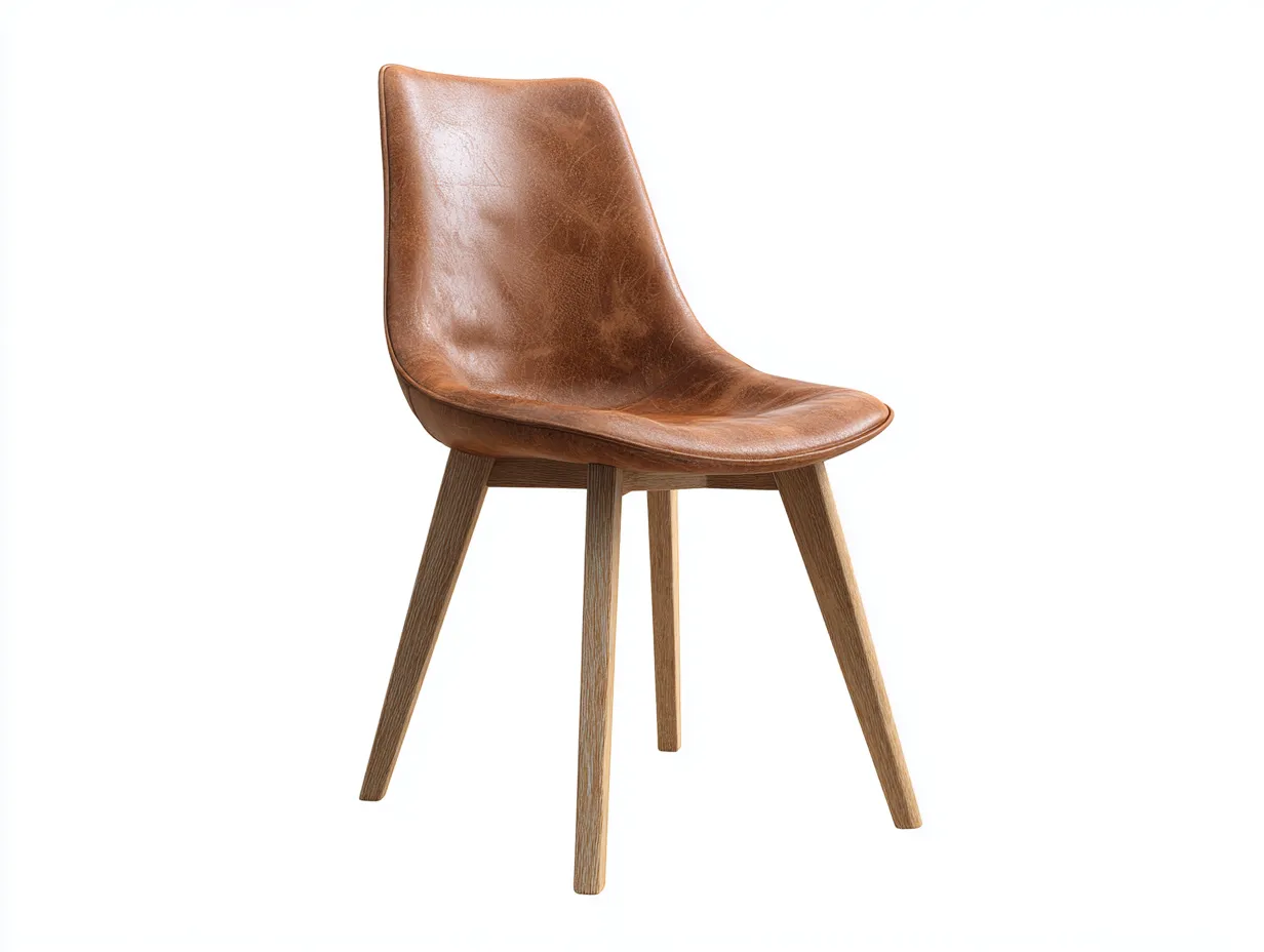 Dining Chair - wood-faux leather - 50x55x83 cm - brown - modern style-Pineuplab