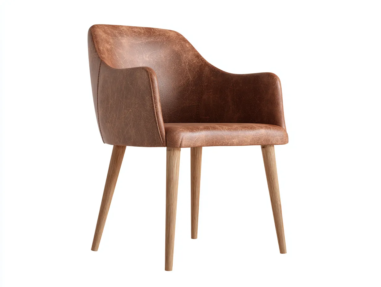 Dining Chair - wood-faux leather - 60x57x80 cm - brown - modern style-Pineuplab
