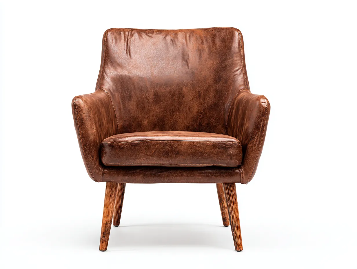 Dining Chair-Leather-Wood-66x60x84 cm-Brown-Vintage Modern Style-Pineuplab