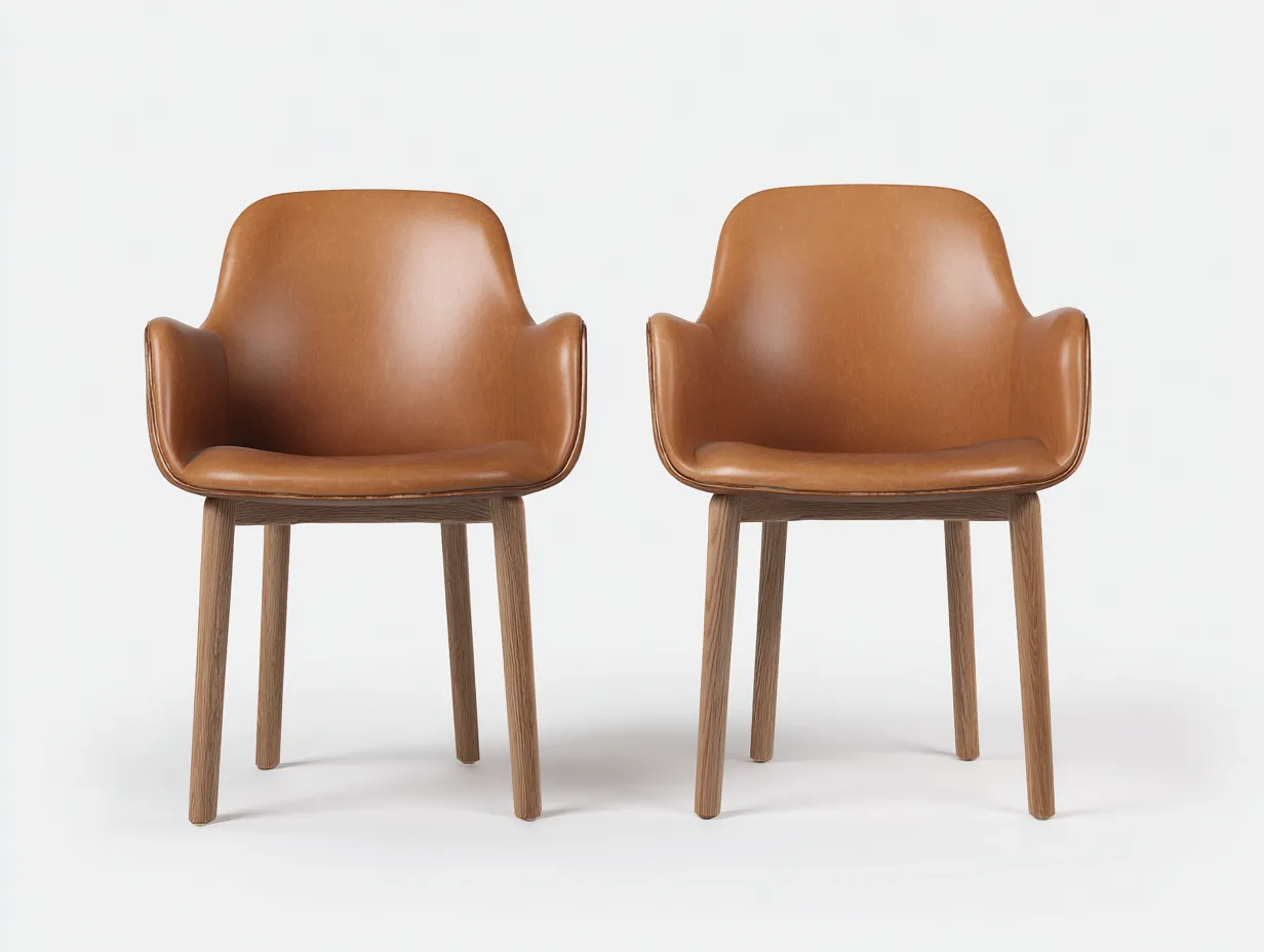 Dining Chair-Leather-Wood-56x54x79 cm-Brown-Modern Scandinavian Style-Pineuplab