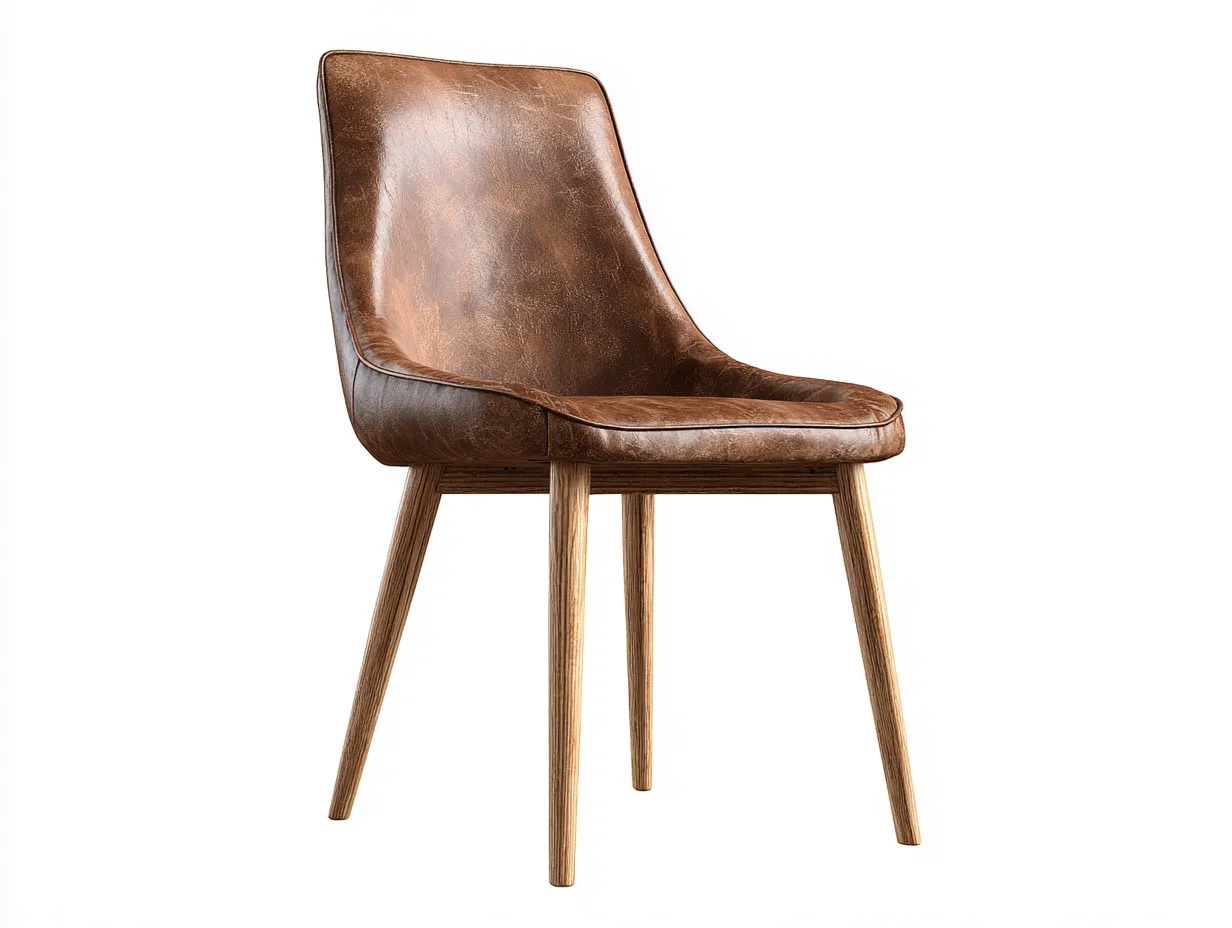 Dining Chair - wood-faux leather - 53x52x85 cm - brown - modern style-Pineuplab