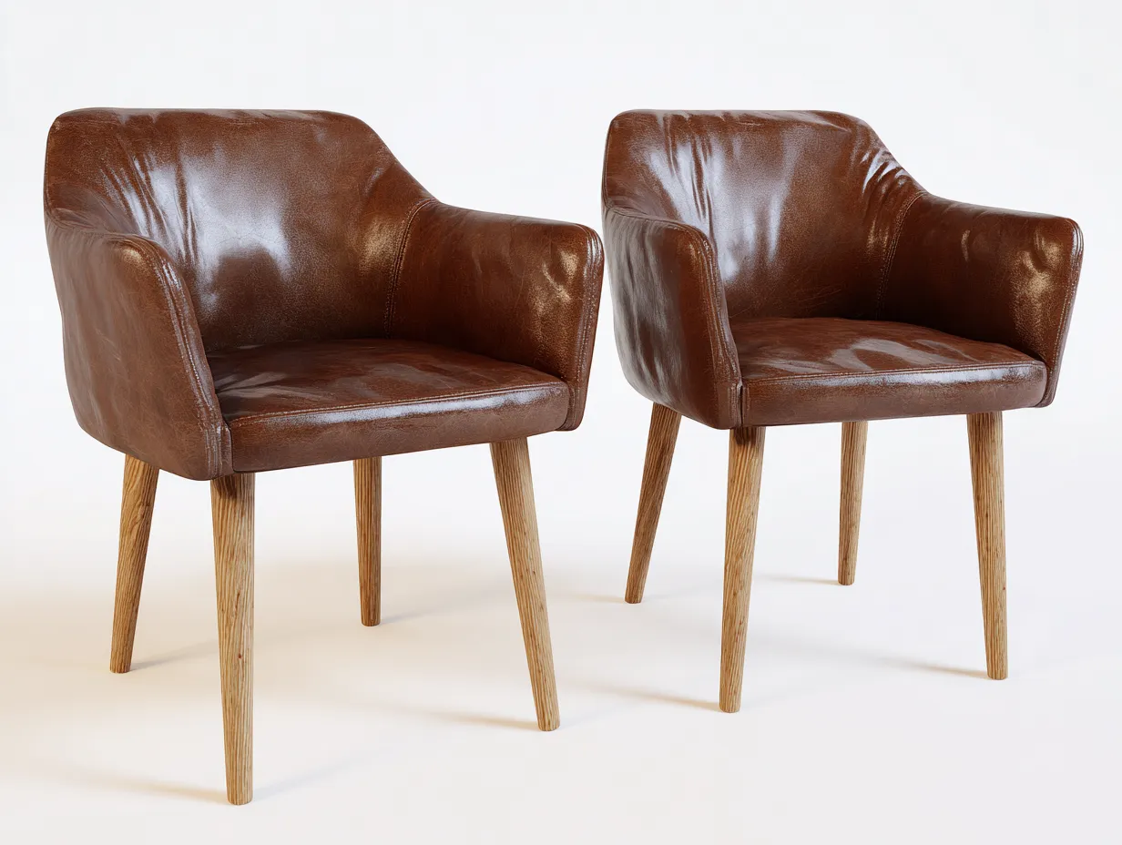 Dining Chair-Leather-Wood-63x60x82 cm-Brown-Modern Style-Pineuplab