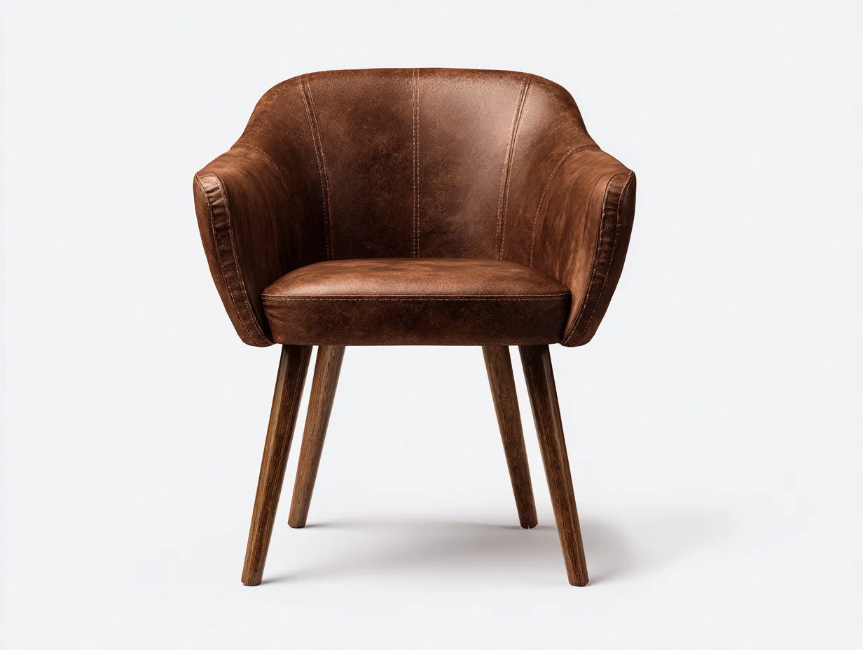 Dining Chair-Leather-Wood-58x56x82 cm-Brown-Modern Retro Style-Pineuplab