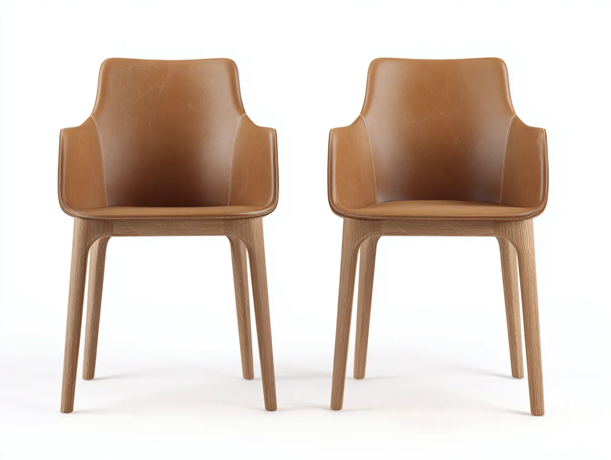 Dining Chair-Leather-Wood-57x55x80 cm-Brown-Scandinavian Style-Pineuplab