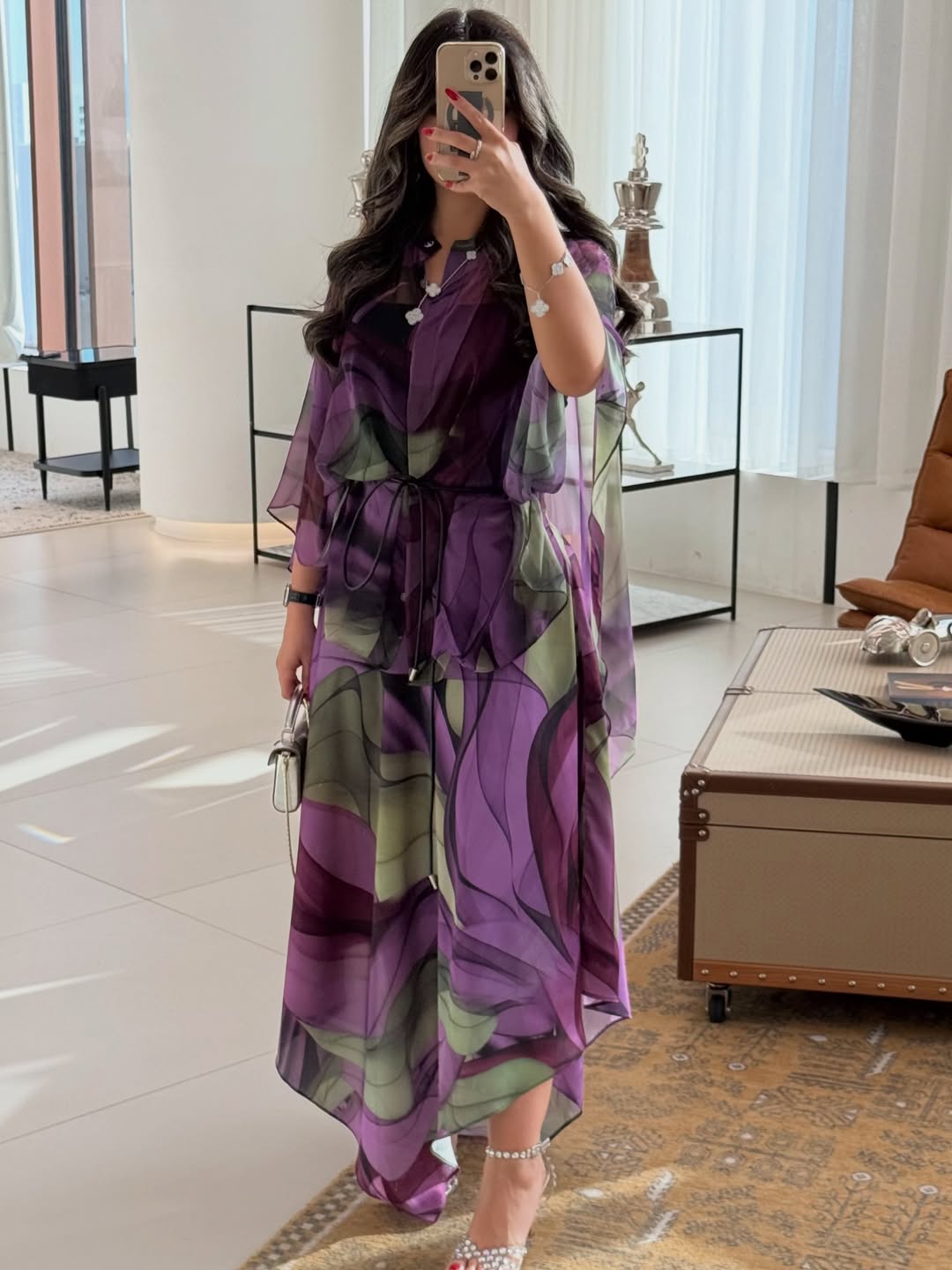 Luxurious abstract print maxi dress