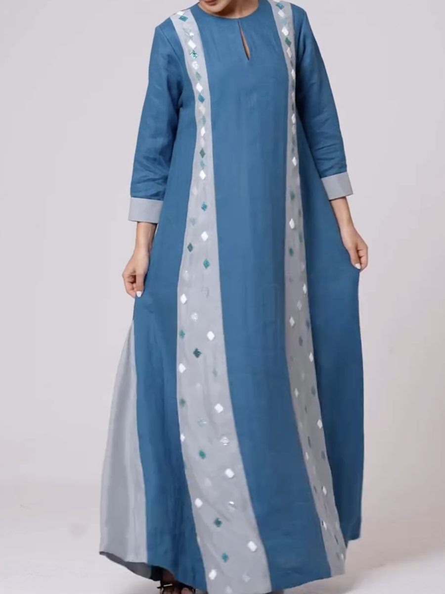 embroidered blue robe