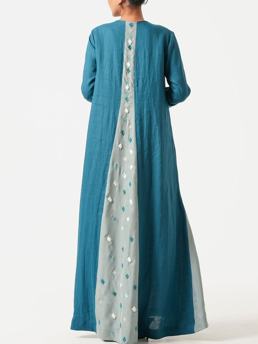 embroidered blue robe