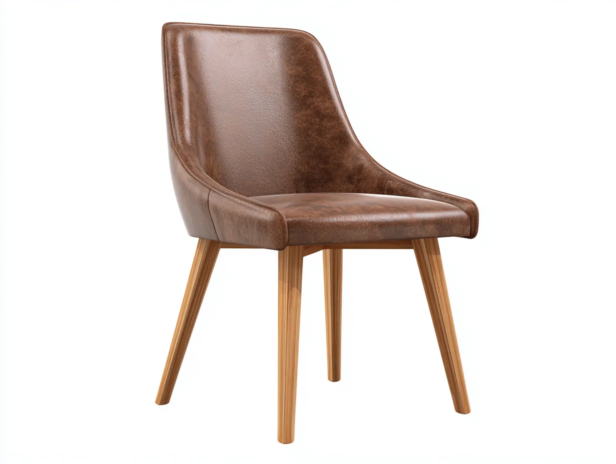 Dining Chair - Leather-Solid Wood - 53x59x85 cm - Brown - Contemporary Minimalist Style-Nestgobay