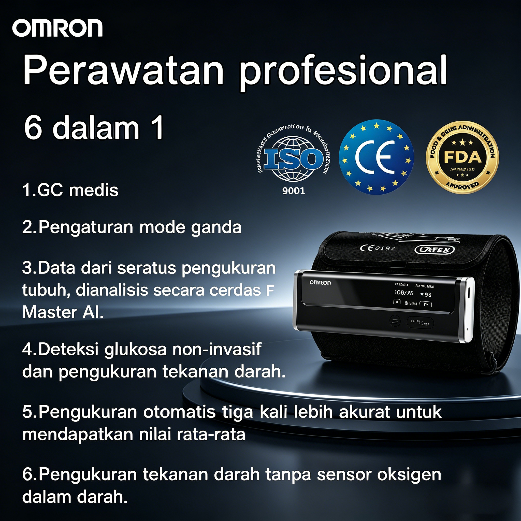 12 dalam 1 | Monitor tekanan darah non-invasif dan sangat cerdas terbaru dari Omron Penjelasan singkat: