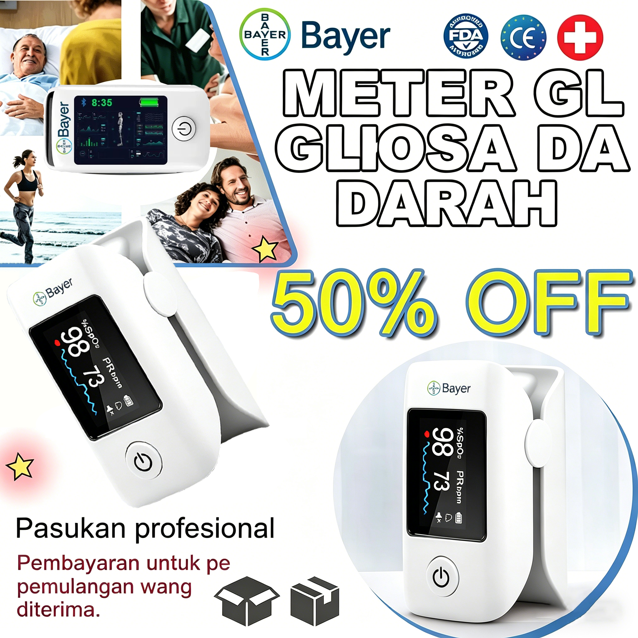 [12-dalam-1] Meter glukosa darah pintar bukan invasif terkini Bayer (model 2026) [Promosi tamat dalam 2 hari]