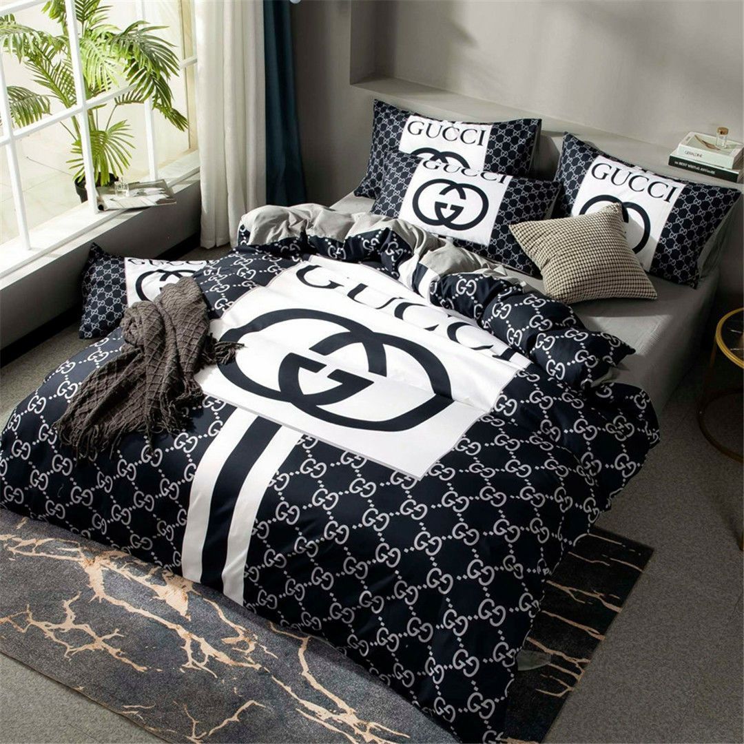 GUCCI Luxury Bedding 4-Piece Set, High-Quality Cotton Fabric, Suitable for All Seasons