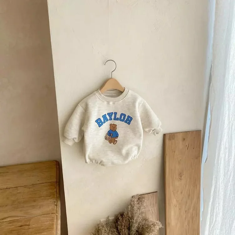 【66-110cm】 熊柄 ロンパース  or セットアップ