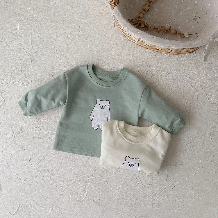 【73-100cm】 熊柄 カジュアル セットアップ