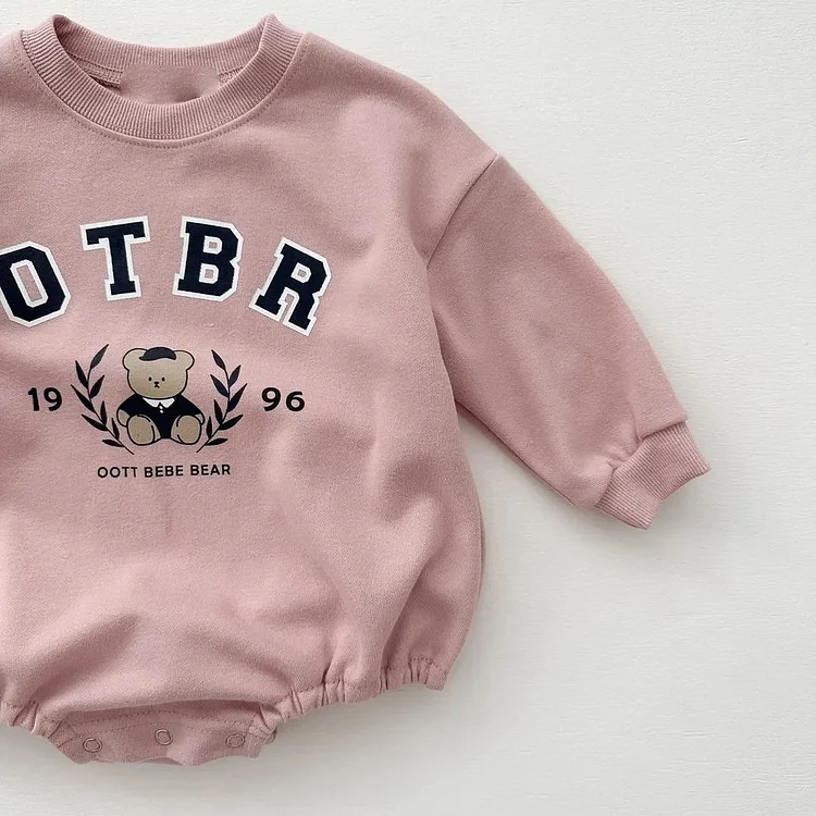 【66-90cm】熊柄 ロンパース