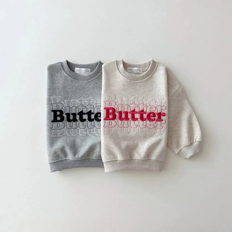 【80-130cm】 英字刺繡 トップス