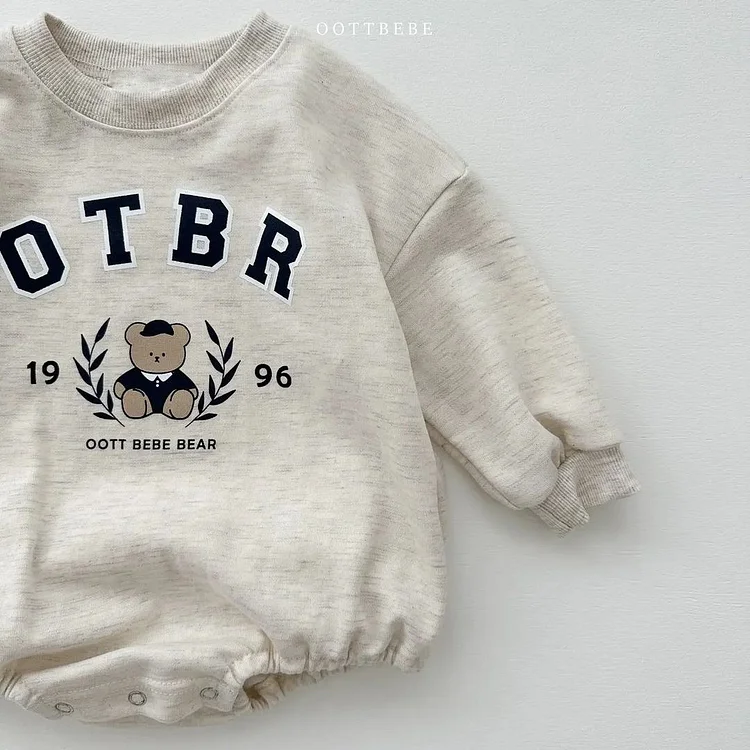 【66-90cm】熊柄 ロンパース