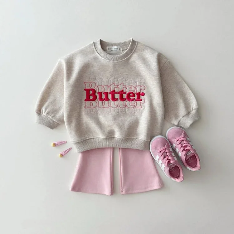 【80-130cm】 英字刺繡 トップス