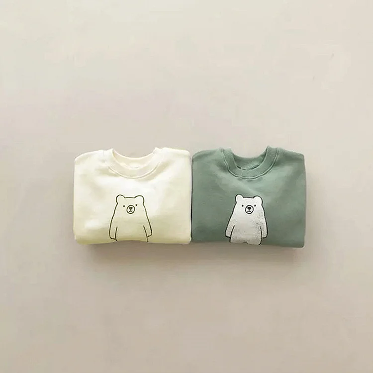 【73-100cm】 熊柄 カジュアル セットアップ