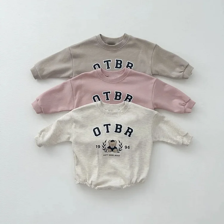 【66-90cm】熊柄 ロンパース