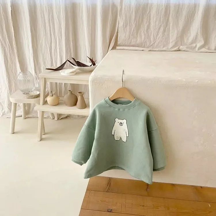 【73-100cm】 熊柄 カジュアル セットアップ