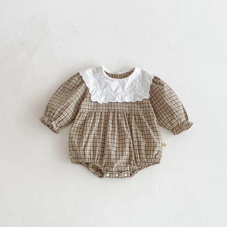 【66-130cm】 スクエア襟 ワンピース or  ロンパース