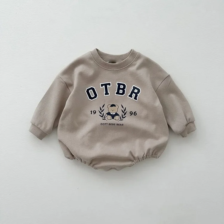 【66-90cm】熊柄 ロンパース