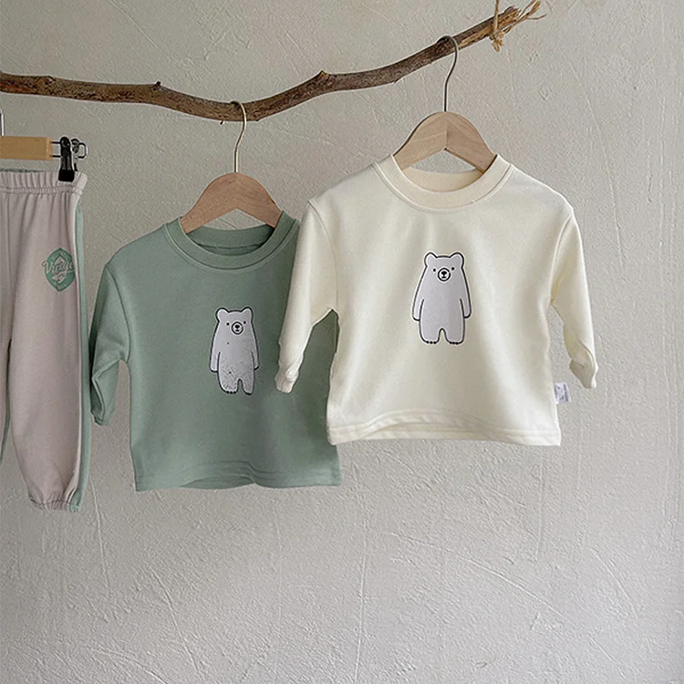 【73-100cm】 熊柄 カジュアル セットアップ