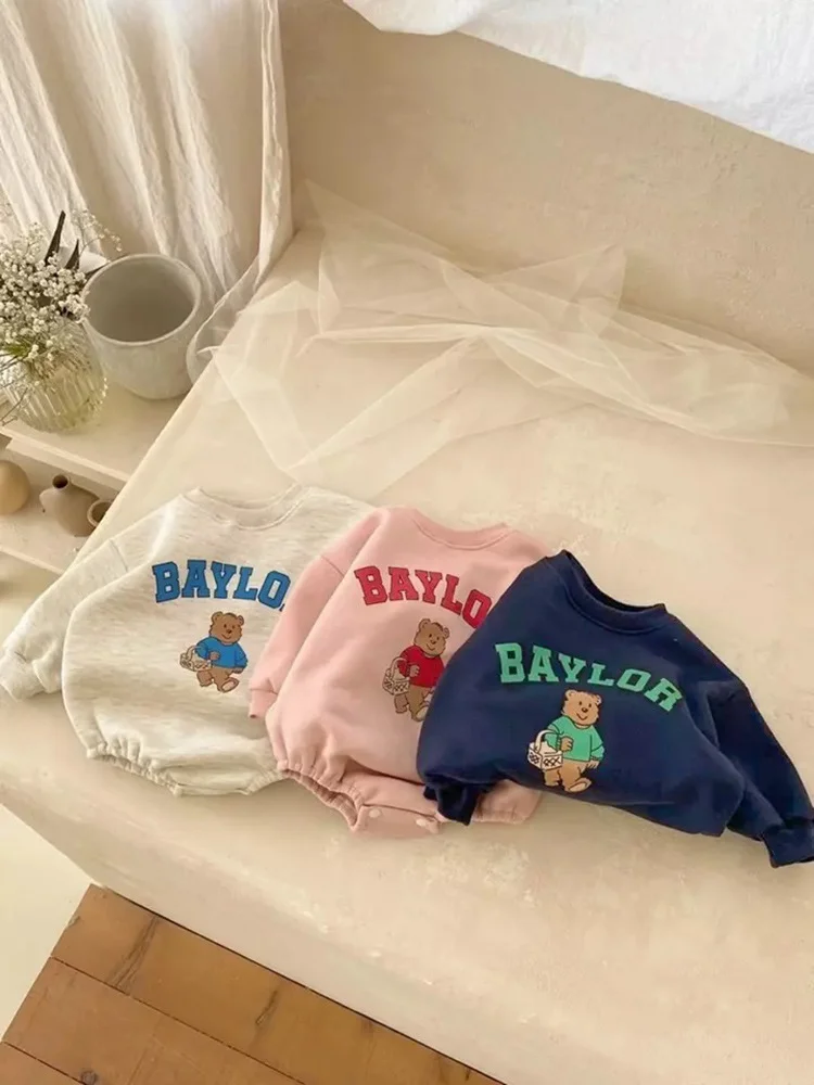 【66-110cm】 熊柄 ロンパース  or セットアップ