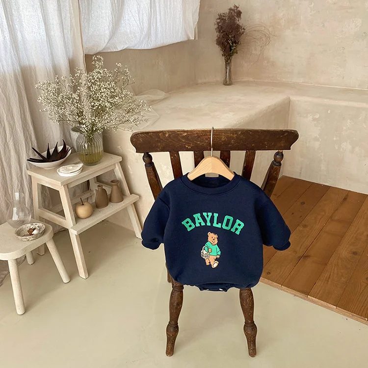 【66-110cm】 熊柄 ロンパース  or セットアップ