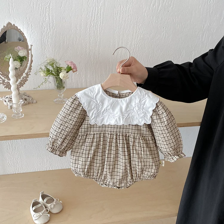 【66-130cm】 スクエア襟 ワンピース or  ロンパース