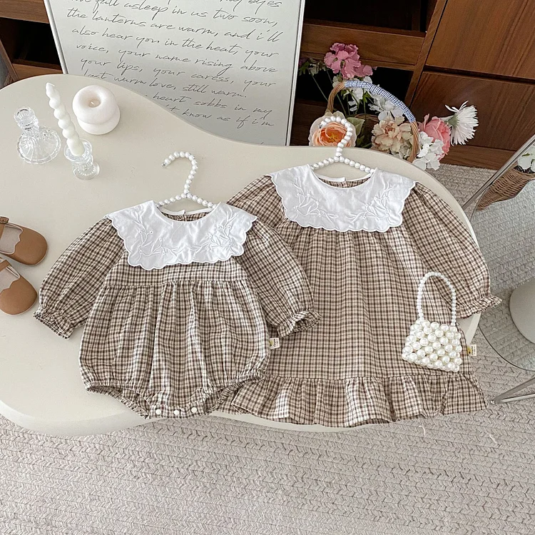 【66-130cm】 スクエア襟 ワンピース or  ロンパース