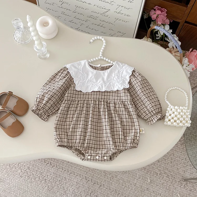 【66-130cm】 スクエア襟 ワンピース or  ロンパース