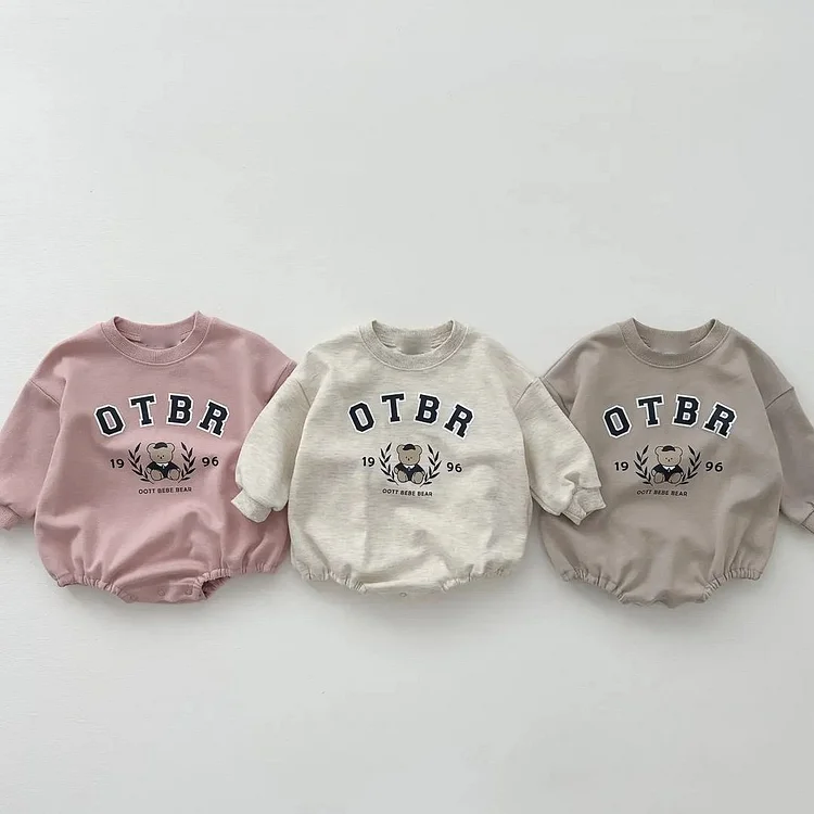 【66-90cm】熊柄 ロンパース