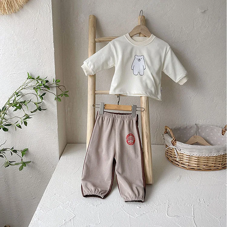 【73-100cm】 熊柄 カジュアル セットアップ