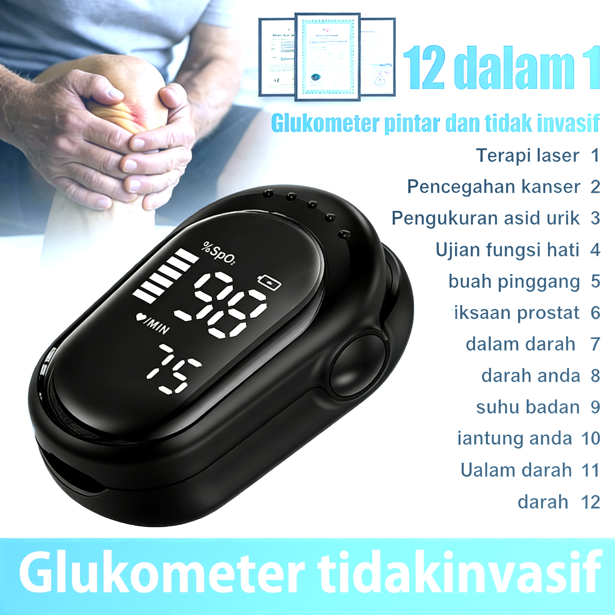 Non-Invasive Multifunctional Blood Glucose Monitor [12-in-1] — 2026 New Model