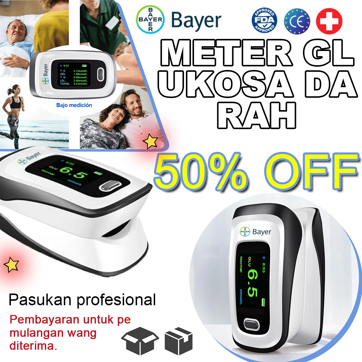 【12 dalam 1】Meter glukosa darah pintar bukan invasif terkini daripada Bayer