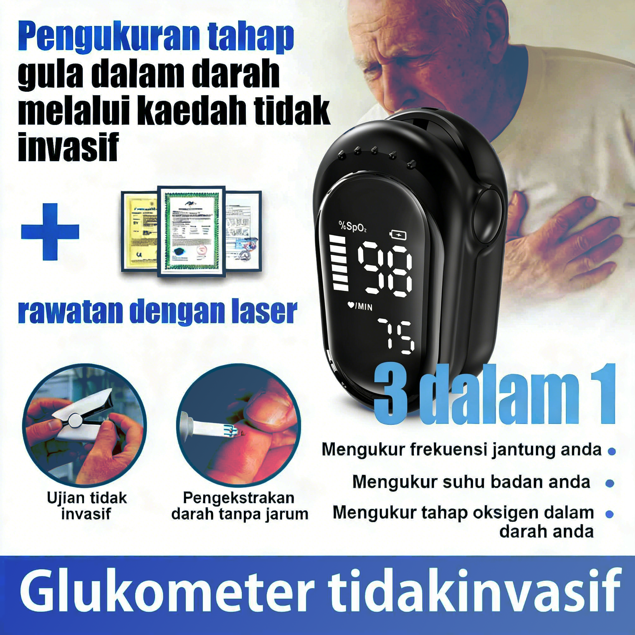 Non-Invasive Multifunctional Blood Glucose Monitor [12-in-1] — 2026 New Model